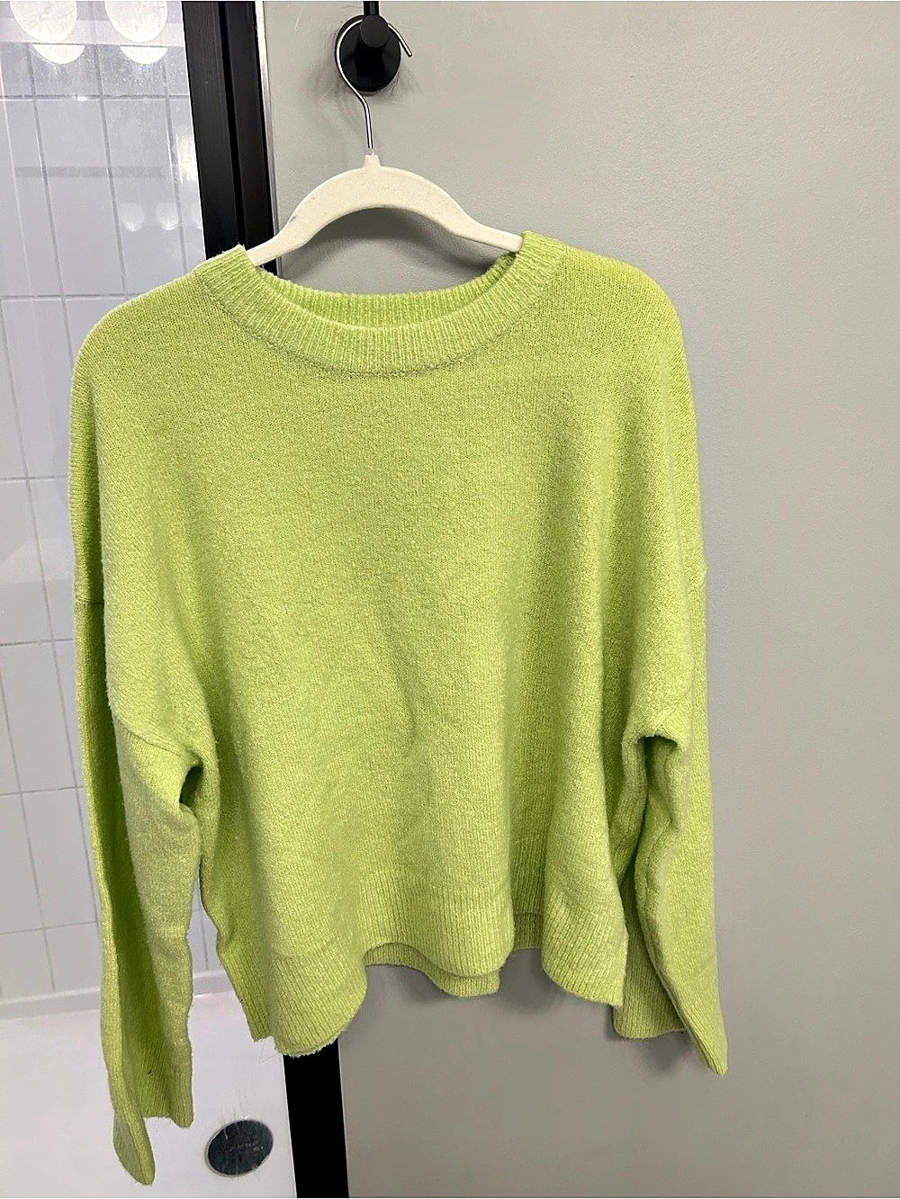 ASOS DESIGN fluffy crew neck sweater in lime